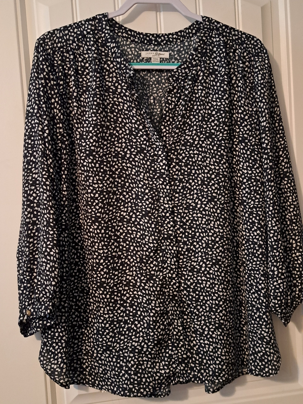 Jachs Black and White Button Down Printed Blouse
